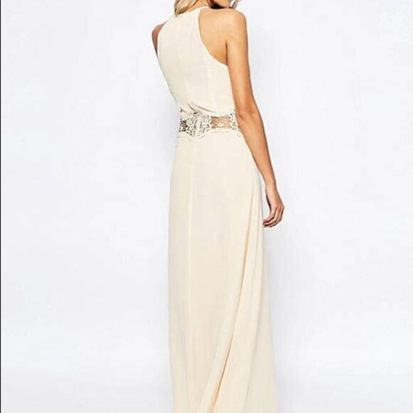 NWT Jarlo London ASOS Cream Aden Maxi Dress Lace Insert Waist Size XS/8 - Picture 12 of 12